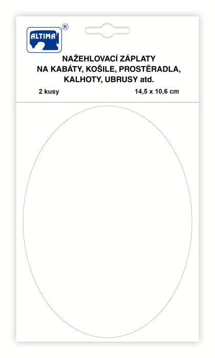 Nažehľovacie záplaty jednofarebné ovály - biela